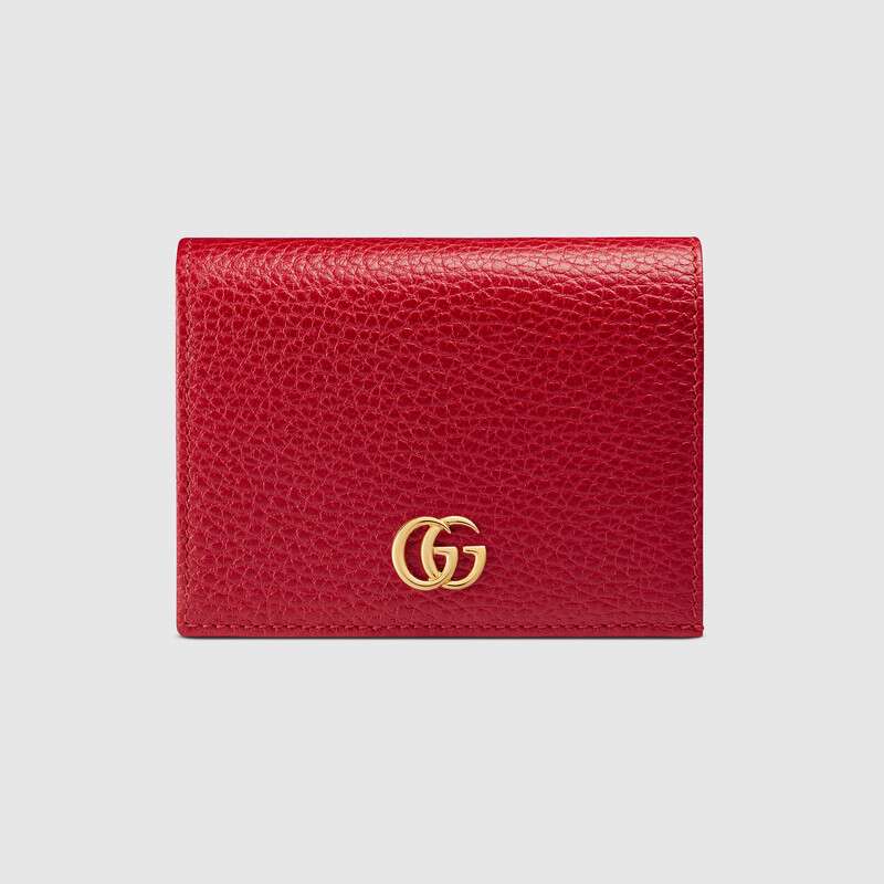 Gucci GG Marmont Leather Card Case Wallet 456126 Red